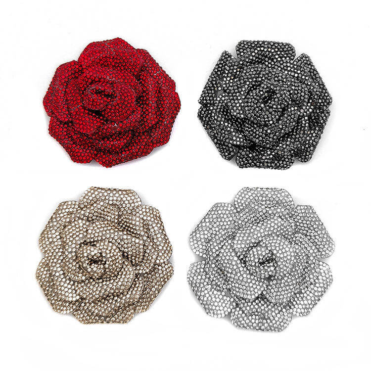Rhinestone shoe flowers in multiple colors for footwear embellishment