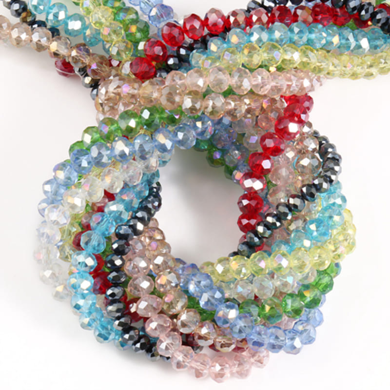 Mixed color crystal rondelle bead strands