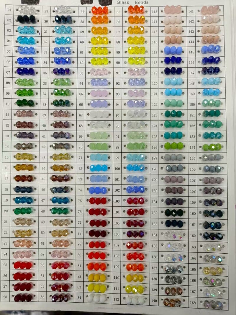Crystal rondelle beads color chart glass beads
